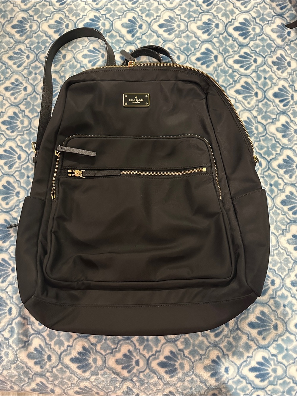 kate spade Black Nylon Backpack with Gold Hardware